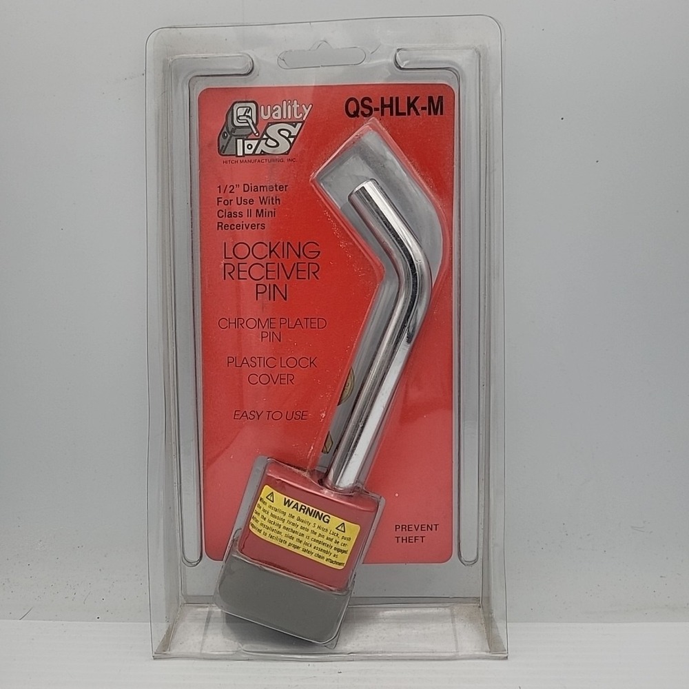 Quality S Hitch Pin Receiver Lock 1/2" Diameter QS-HLK-M Chrome Class II Mini